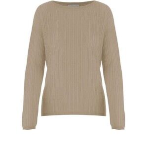 Allude Beige Cashmere Sweater With Curved Hem - NWT